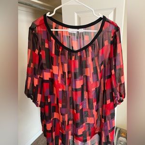 Liz Claiborne Plus Size Multicolor Patterned Top